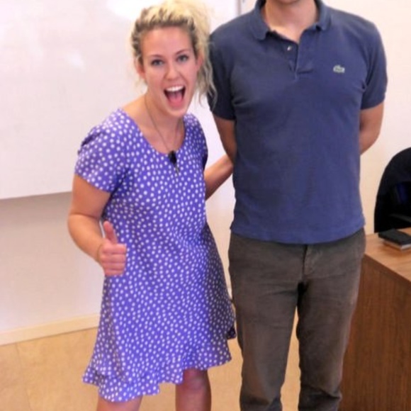 Vintage Dresses & Skirts - Vintage tiered 80s purple white polka dot dress M